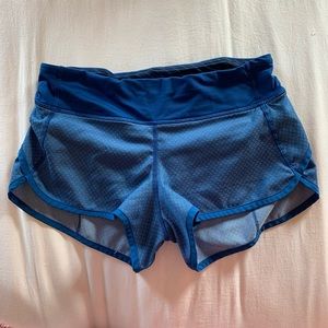 blue lululemon speed up shorts size 4